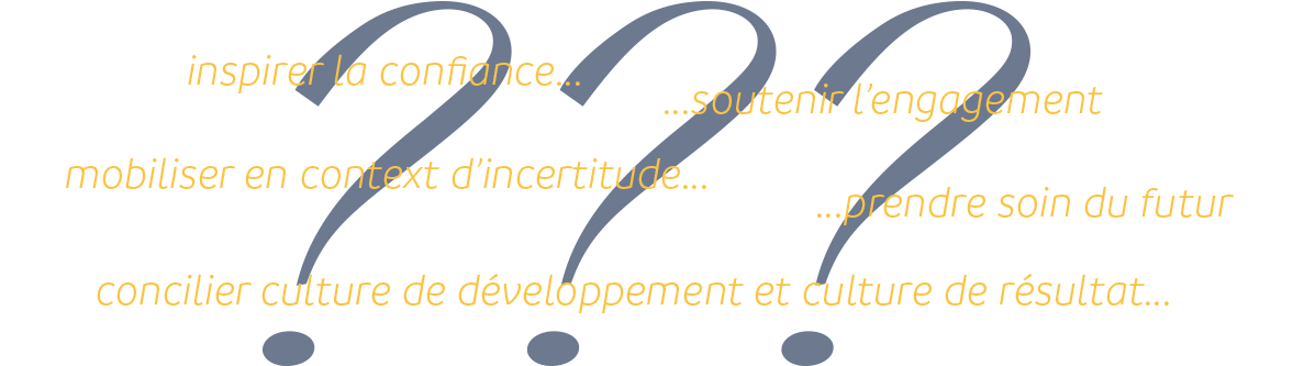 Inspirer confiance... Concilier performance et transition... Mobiliser dès aujourd'hui... Préparer demain... Faire évoluer en profondeur...